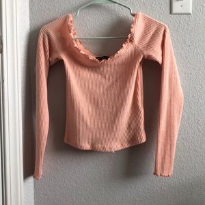 light pink off the shoulder crop top